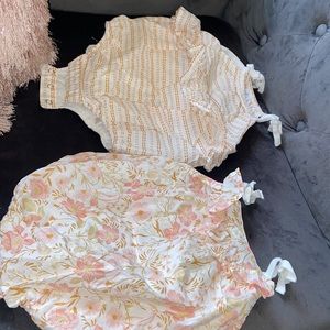 $10 for both, two baby girl bodysuits size 3/6 months